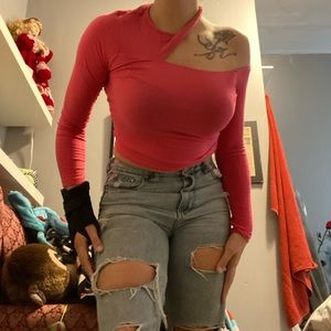 Pink off-the-shoulder too